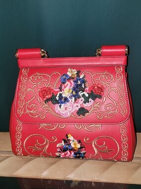 Pinup Girl Clothing Embroidered Floral Satchel Bag